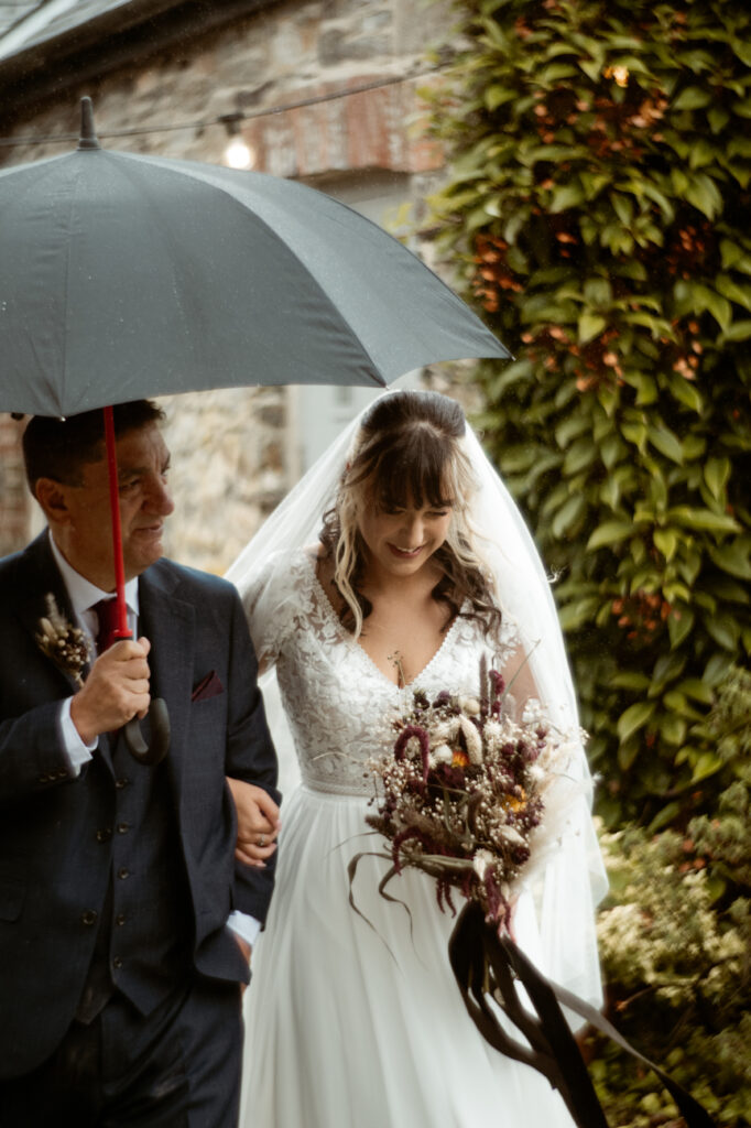 Golden long haired dachshund close up portrait at eclectic Devon wedding